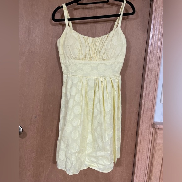 B SMART- yellow polka dot milkmaid dress - Picture 4 of 5
